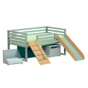 Кровать с горкой мятный лестница и ящики для игрушек - doodywoody