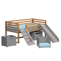 Кровать с горкой канатной лестницей и ящиками для игрушек - doodywoody