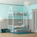 Двухъярусная кровать домик белый с выкатной кроватью - doodywoody