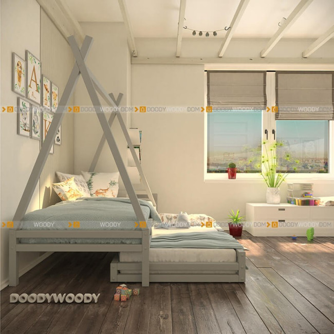 Детская кровать "Вигвам" с дополнительным спальным местом, детский - doodywoody