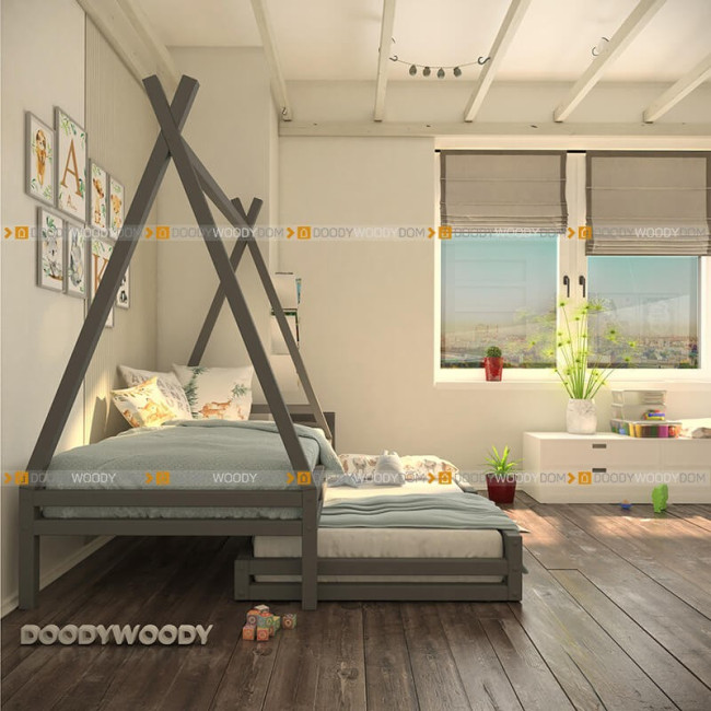 Детская кровать "Вигвам" с дополнительным спальным местом, детский - doodywoody