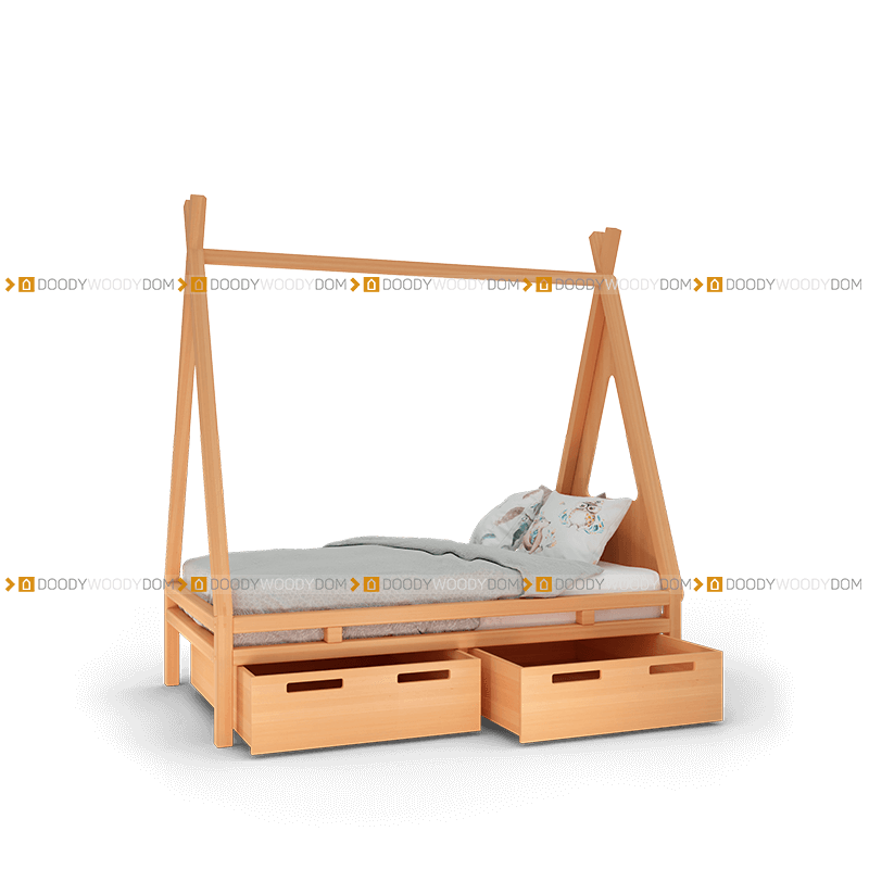Вигвам с сплошными ящиками и изголовьем "палатка"., детский - doodywoody