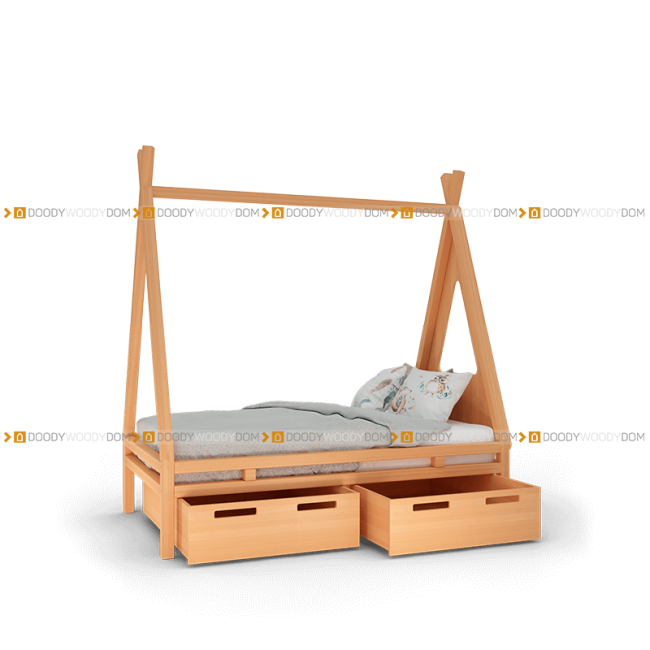 Вигвам с сплошными ящиками и изголовьем "палатка"., детский - doodywoody