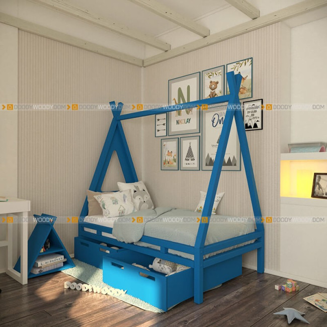 Вигвам с сплошными ящиками и изголовьем "палатка"., детский - doodywoody