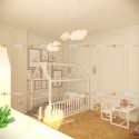 Кровать домик с манежными стенками монтессори doodywoody