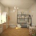 Кровать домик с манежными стенками монтессори doodywoody