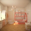Кровать домик с манежными стенками монтессори doodywoody