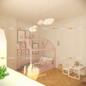 Кровать домик синий с манежными стенками монтессори doodywoody