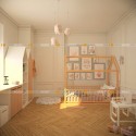 Кровать домик синий с манежными стенками монтессори doodywoody