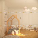 Кровать домик синий с манежными стенками монтессори doodywoody