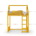 Детская кровать чердак домик на 5 см ножках красный - doodywoody
