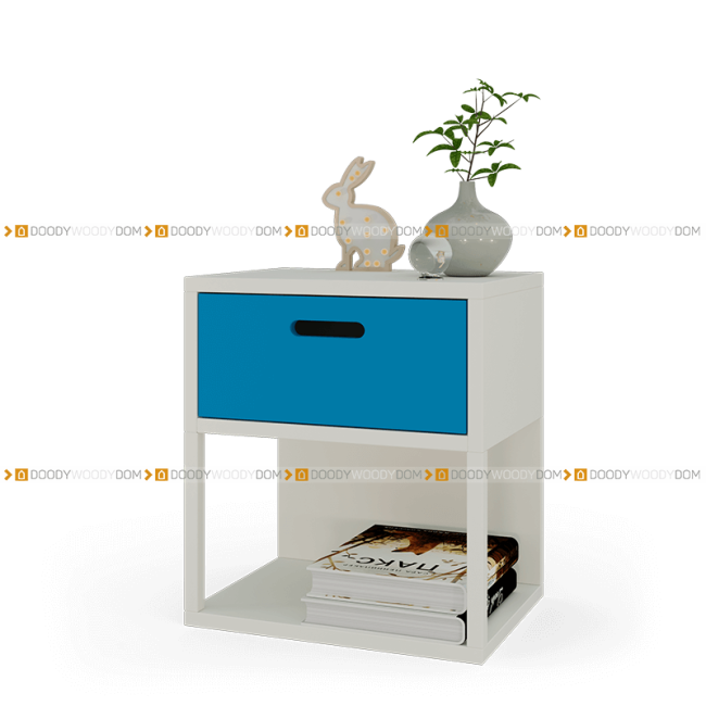 Голубая прикроватная тумба на ножках с выдвижным  ящиком DOODYWOODY