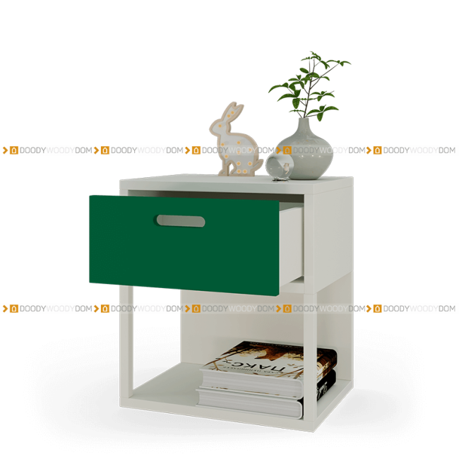 Зелёная прикроватная тумба на ножках с выдвижным  ящиком DOODYWOODY