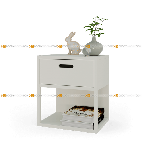 Белая прикроватная тумба на ножках с выдвижным  ящиком DOODYWOODY