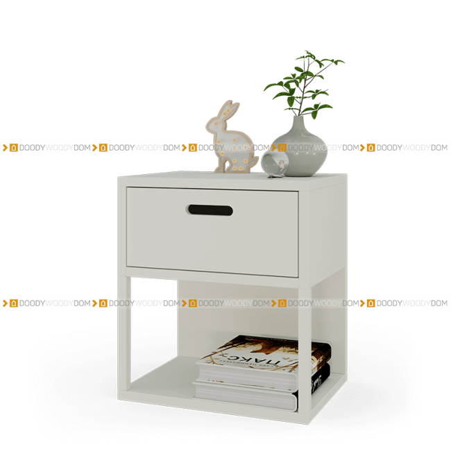 Белая прикроватная тумба на ножках с выдвижным  ящиком DOODYWOODY