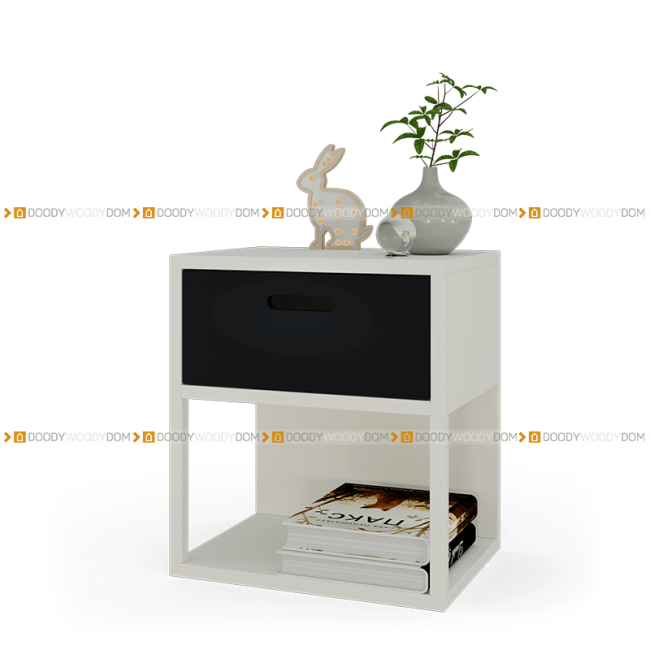 Чёрная прикроватная тумба на ножках с выдвижным  ящиком DOODYWOODY