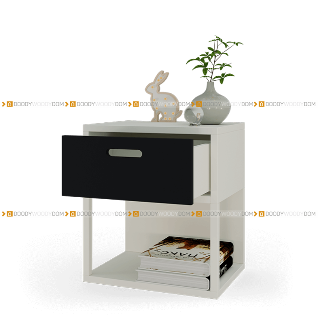 Черная прикроватная тумба на ножках с выдвижным  ящиком DOODYWOODY