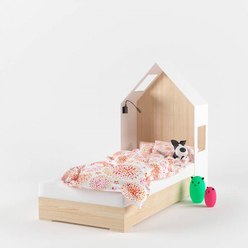 Кровать basic с белым изголовьем 3в1 домик - doodywoody