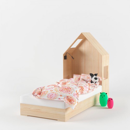 Кровать basic с дубовым изголовьем 3в1 домик - doodywoody