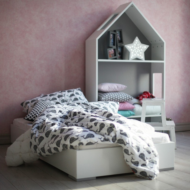 Кровать basic с белым изголовьем 3в1 домик - doodywoody