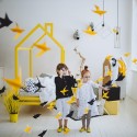Кровать домик желтого цвета с защитными бортами doodywoody